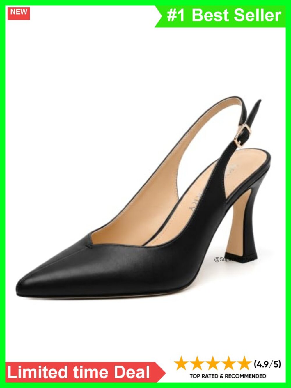 Slingback Kitten Heel Pumps 3.35 Inch Closed Pointed Toe Heels